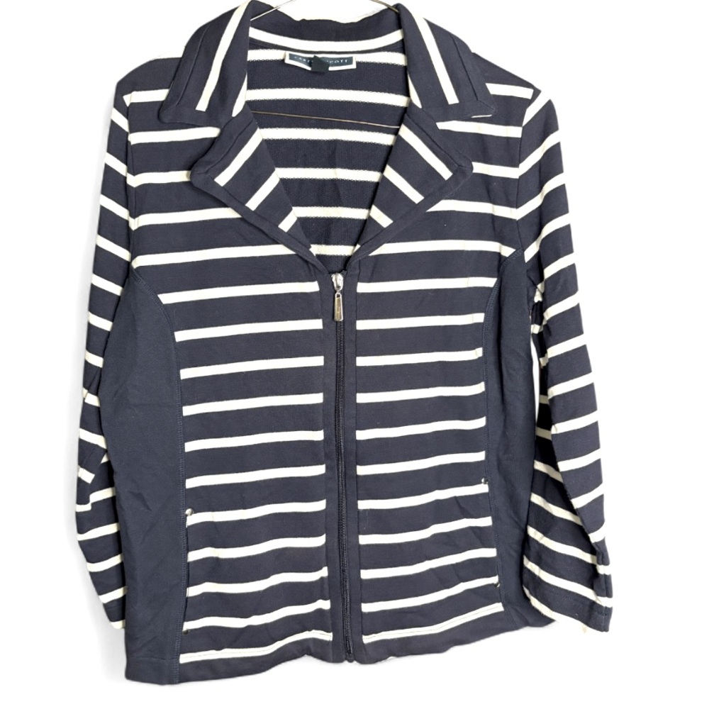 🛑LAST CHANCE🛑 KAREN SCOTT Navy and White Striped Top NWOT